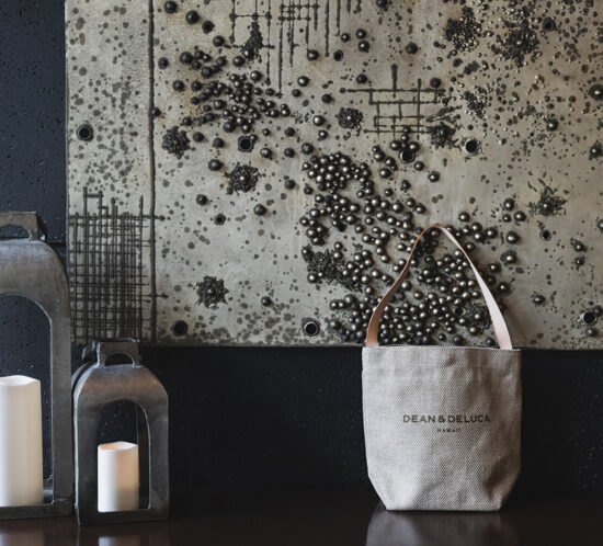 DEAN & DELUCA HAWAII 10TH ANNIVERSARY LINEN LEATHER HANDLE BUCKET TOTE