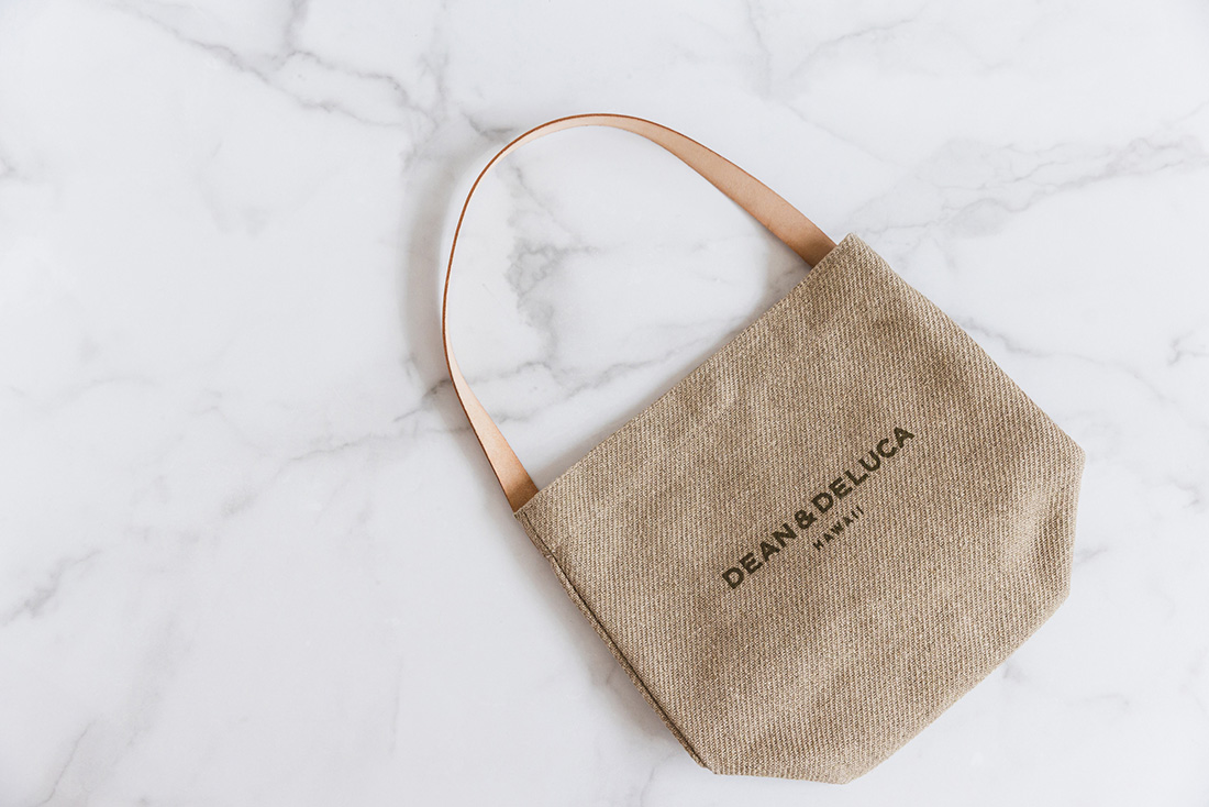 DEAN & DELUCA HAWAII 10TH ANNIVERSARY LINEN LEATHER HANDLE BUCKET TOTE