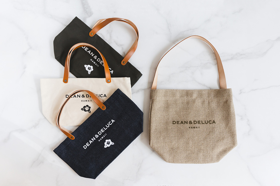 DEAN & DELUCA HAWAII 10TH ANNIVERSARY LINEN LEATHER HANDLE BUCKET TOTE
